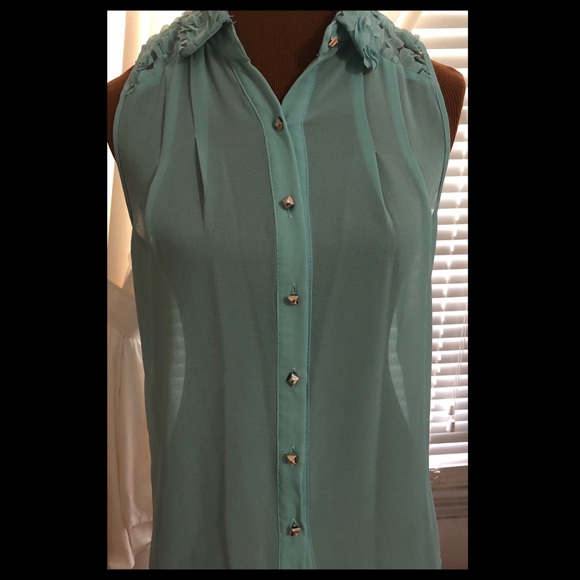 Sans Souci Sheer Sleeveless Blouse, Sz Small - Picture 2 of 9